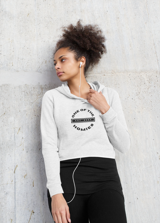 The Established Homies White Crop Top Hoodie